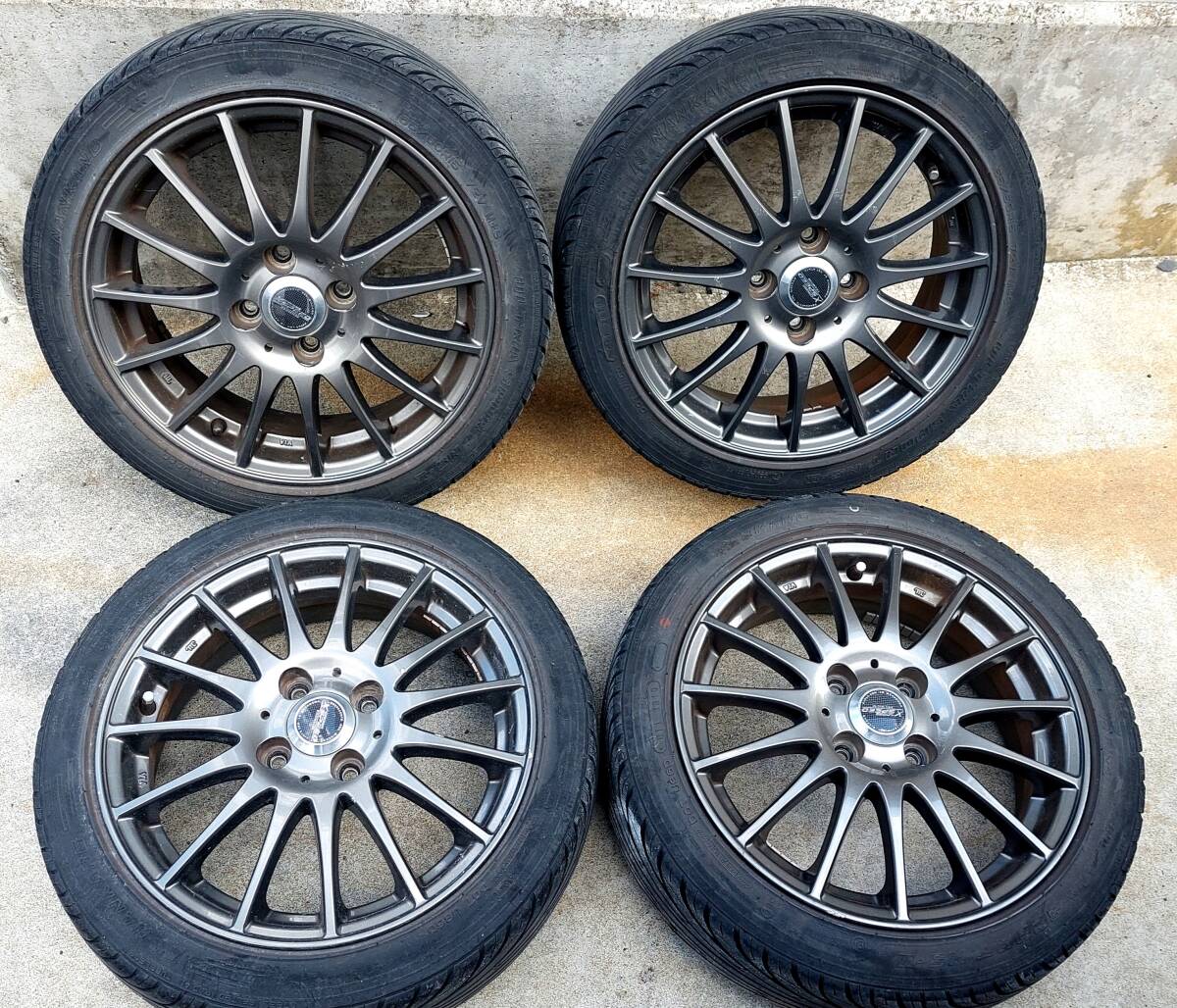 15インチ【タイヤ付き】アルミホイール☆165/50R15 5.5J☆メタルシルバー☆ワゴンR　タント　ムーヴ　NBOX　ミラ　エッセ　ラパン等々_画像1