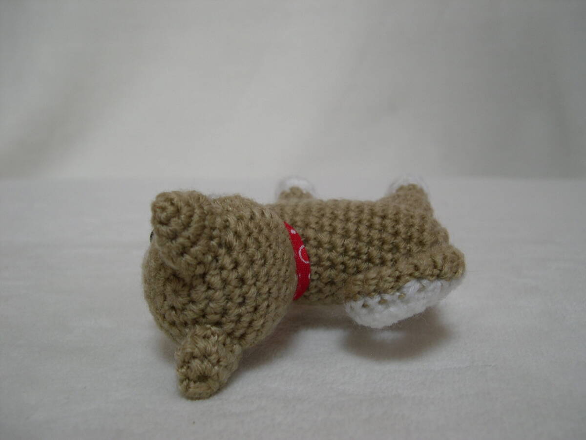 E442 handmade * hand made * knitting . dog (C) red color ribbon 