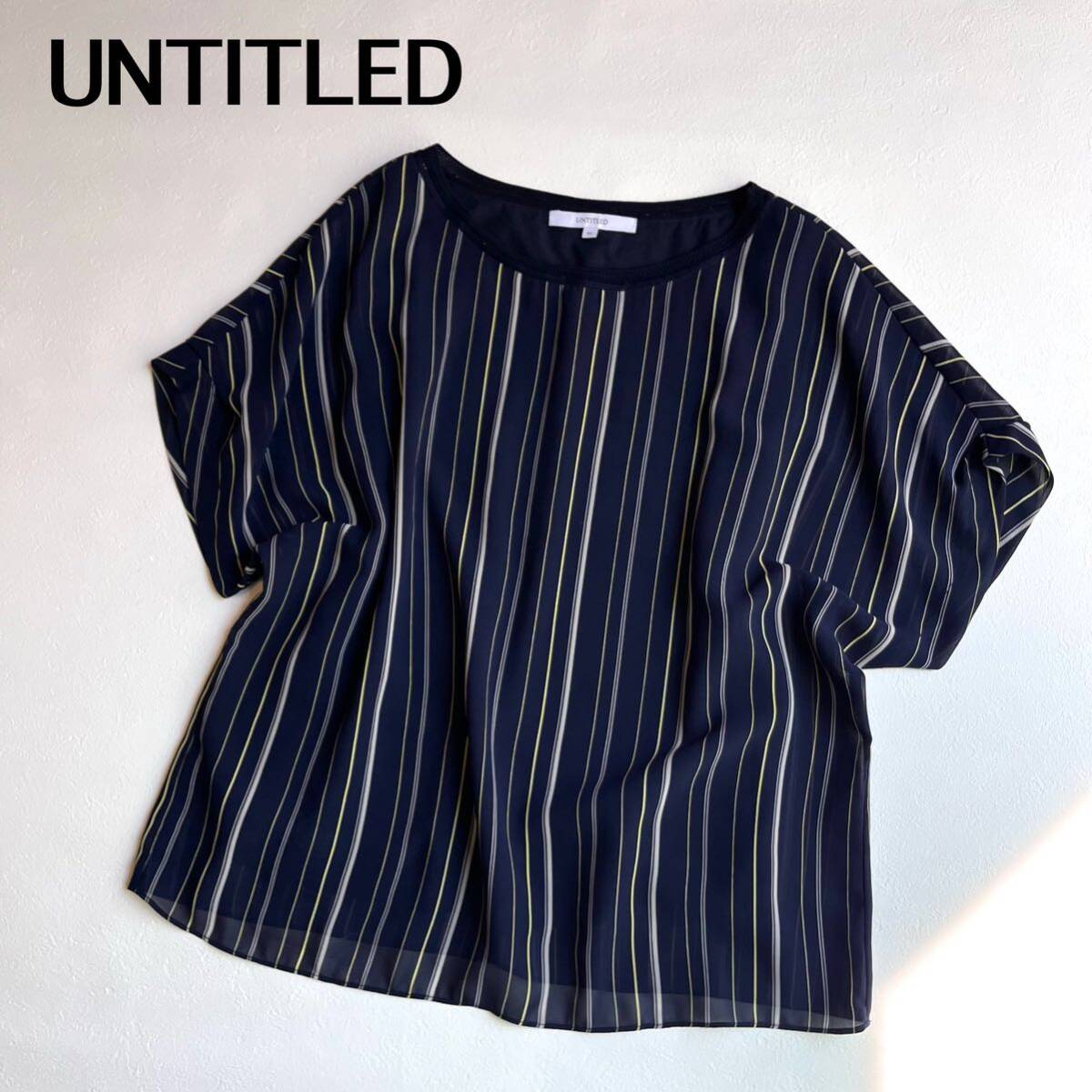  Untitled UNTITLED 44 tops blouse short sleeves shirt cut and sewn navy navy blue color 2L 3L 4L