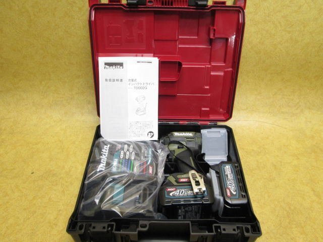 未使用 makita マキタ 充電式 インパクトドライバ TD002GRDXO オリーブ 40Vmax 2.5Ah バッテリBL4025×2個・充電器DC40RA・ケース付_画像1