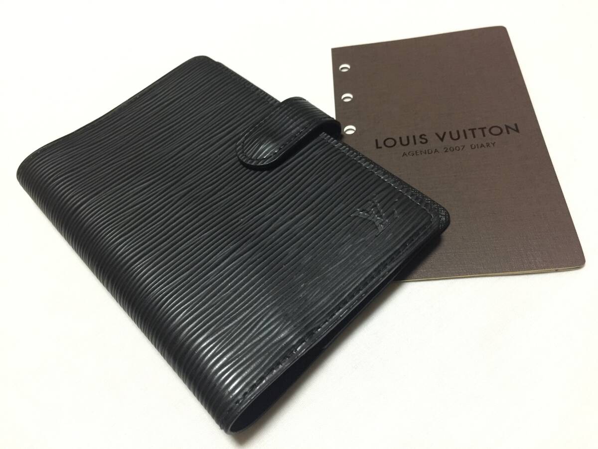 【LOUIS VUITTON】ルイヴィトン 本物・美品 エピ ノワール ブラック 黒 アジェンダPM 手帳カバー 新型 シルバー金具 2007年製 R20052_画像1