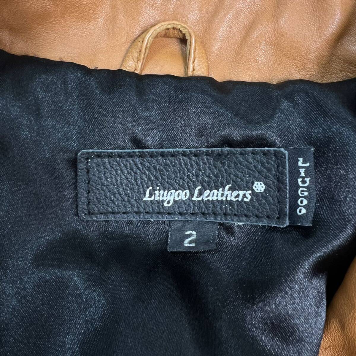 美品リューグーレザー ダブルライダースジャケット キャメル ブラウン 本革 コート レディースS 2 メンズXS Liugoo Leathers_画像6