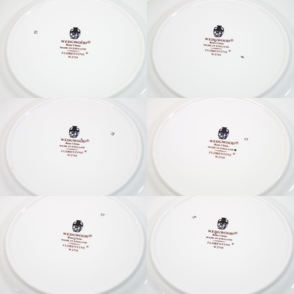5193[A]綺麗♪【WEDGWOOD◆ウェッジウッド】フロレンティーン ターコイズ/プレート ケーキ皿 6枚セット/直径：約15.4ｃｍ/洋食器_画像7