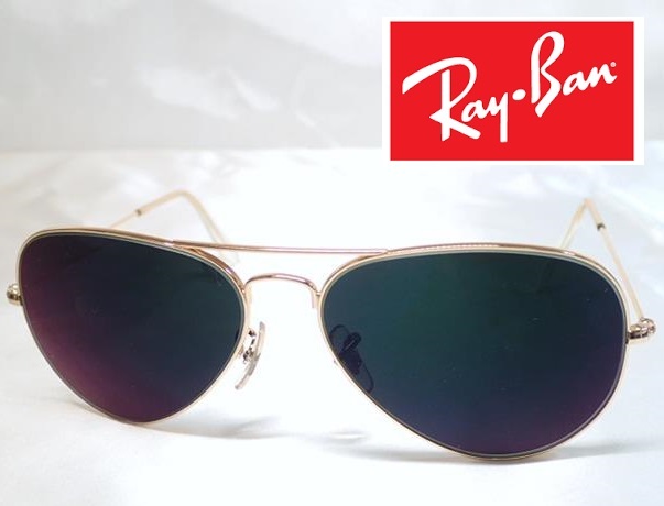 5207[A]【Ray-Ban◆レイバン】AVIATOR アビエーター/サングラス/ティアドロップ/ゴールドカラーフレーム/RB3025 L0205/度あり_画像1