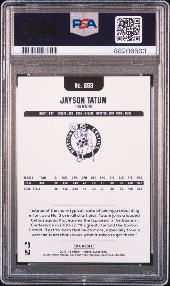 【PSA10】Jayson Tatum 2017-18 Panini Hoops Base RC NBA Basketball ジェイソンテイタム_画像2