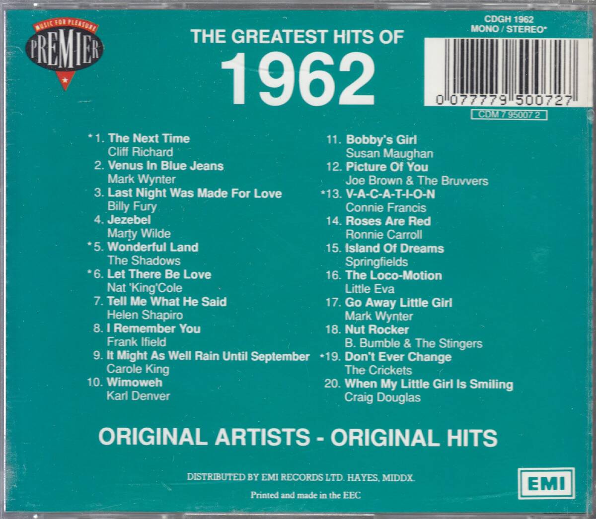 輸 Various The Greatest Hits Of 1962◆規格番号■CDGH-1962◆送料無料■即決●交渉有_画像2