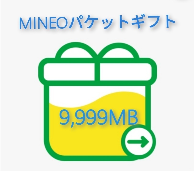 MINEO 9,999MB 約10GB パケットギフト コード通知 送料無料 即決_MINEO パケットギフト 9,999MB