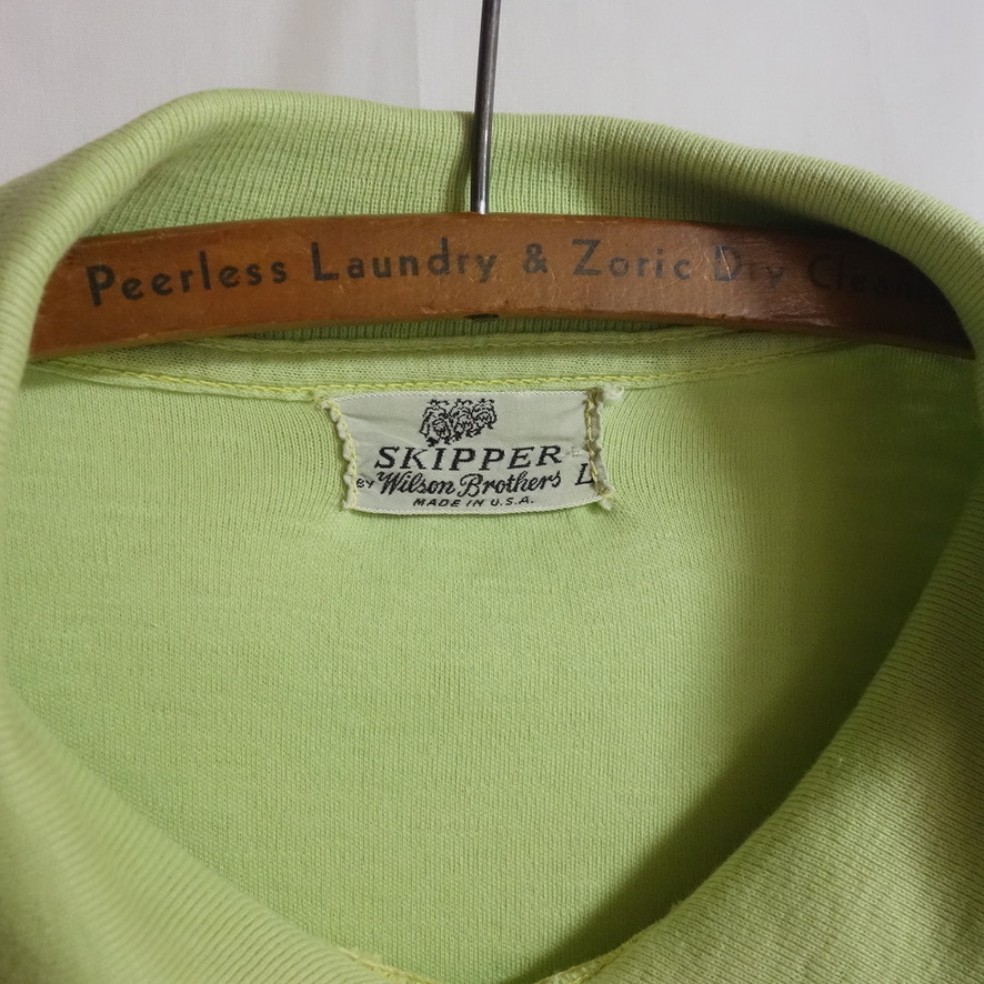 【珍品 50's Wilson Brothers ビンテージ スキッパーシャツ L】SKIPPER ロカビリーシャツ 襟付きTシャツの画像4