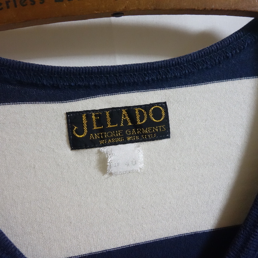 【JELADO ジェラード Vネック ボーダー Tシャツ 40（L）】スカルピストン 太ボーダー Club Tee_画像5