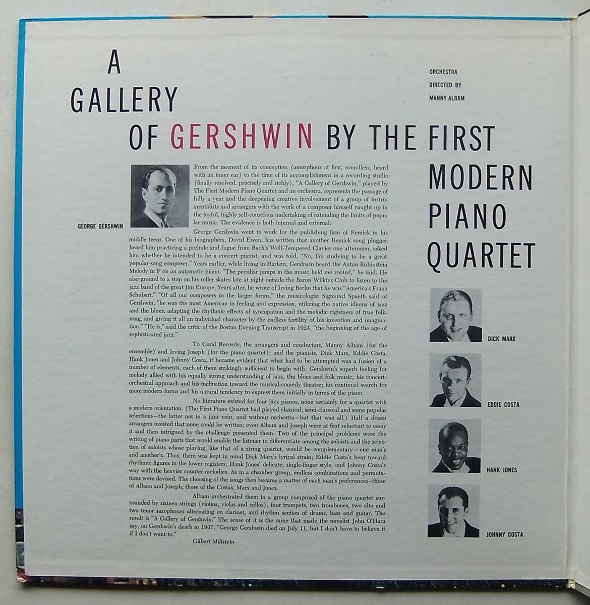 ◆ MANNY ALBAM / The First Modern Piano Quartet / DICK MARX - EDDIE COSTA - HANK JONES ◆ Coral CRL-759102 (red:dg) ◆ V_画像3