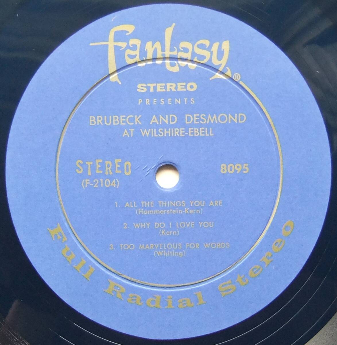 ◆ DAVE BRUBECK & PAUL DESMOND / At Wilshire-Ebell ◆ Fantasy 8095 (blue:dg:blue vinyl) ◆_画像4
