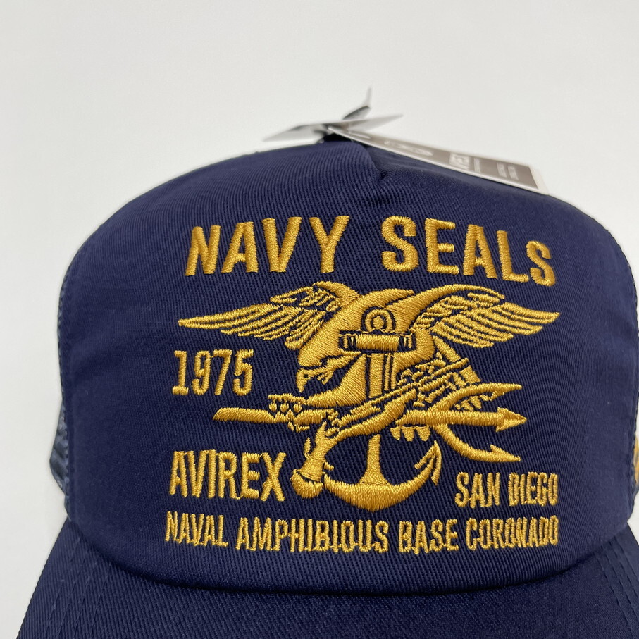 未使用品 AVIREX ネイビー メッシュキャップ NAVY SEALs メンズ ミリタリーイーグル刺繍 アウトドア キャンプ アビレックス アヴィレックス_画像4