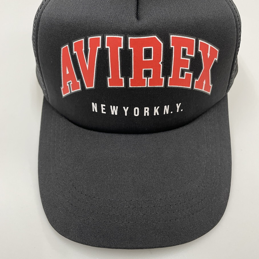 未使用品 AVIREX ブラック メッシュキャップ ミリタリー メンズ タグレッドロゴカジュアルアウトドアキャンプ アビレックス アヴィレックス