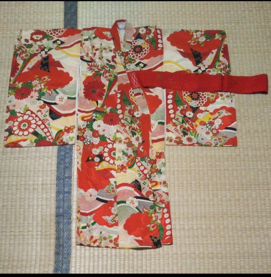  "Семь, пять, три" кимоно девочка 3 лет ~5 лет цветок узор античный 