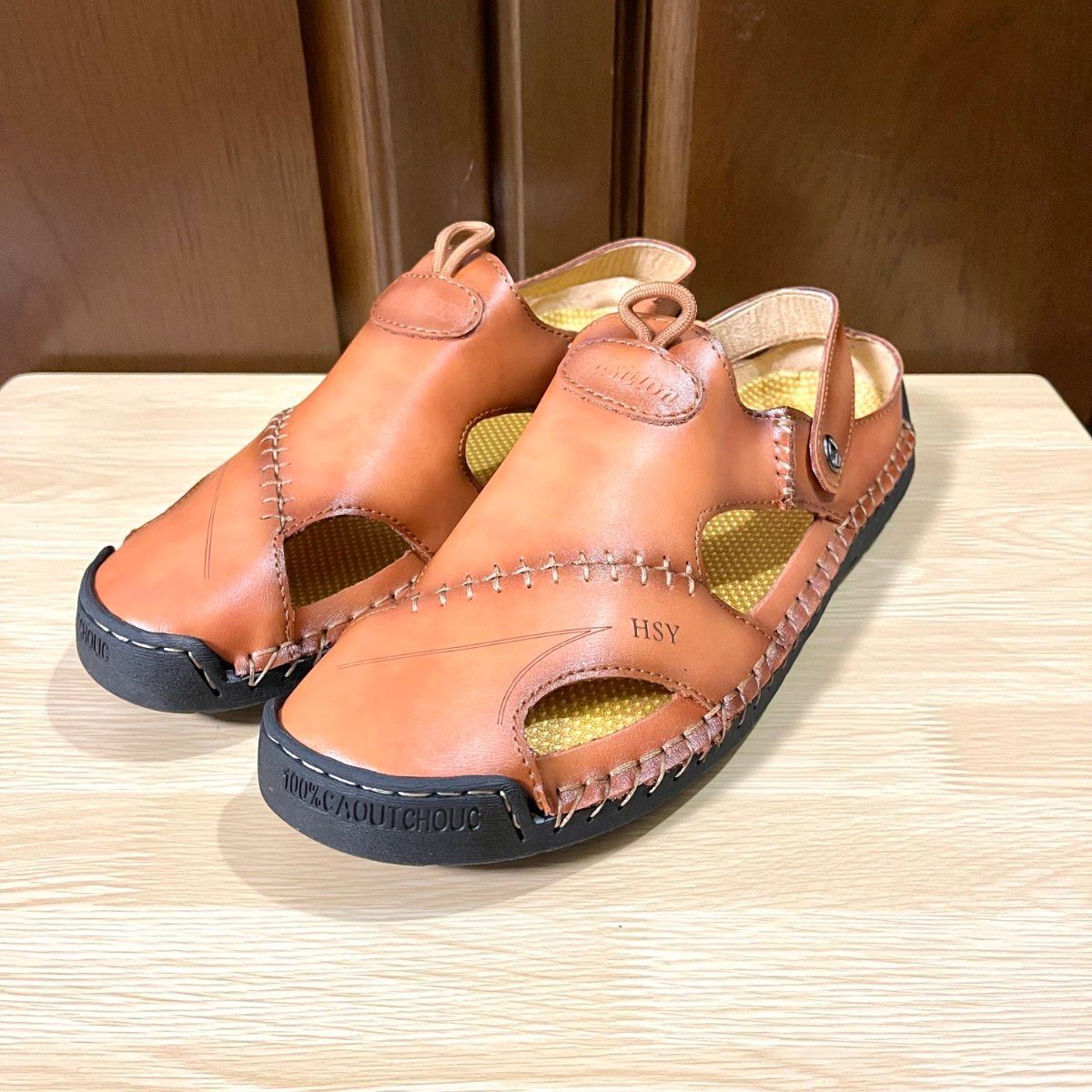  сандалии мужской кожа 2way натуральная кожа модный мягкий предотвращение скольжения кожа обувь Brown 27.0