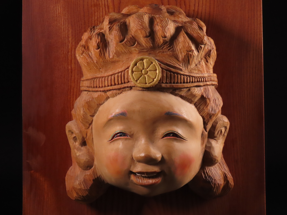【ONE'S】日本を代表する現代彫刻家 前島秀章 本人作 最上位作 木彫彩色 『希望童子』 2007年秋 置物 オブジェ 壁掛 現代アート_画像3