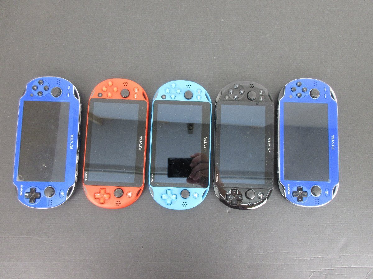 【ジャンク品】PSVita 本体（PCH-1000×2台/2000×3台）サファイア・ブルー/ネオン・オレンジ/アクア・ブルー/ブラック 計5台【ゲ-624】の画像1