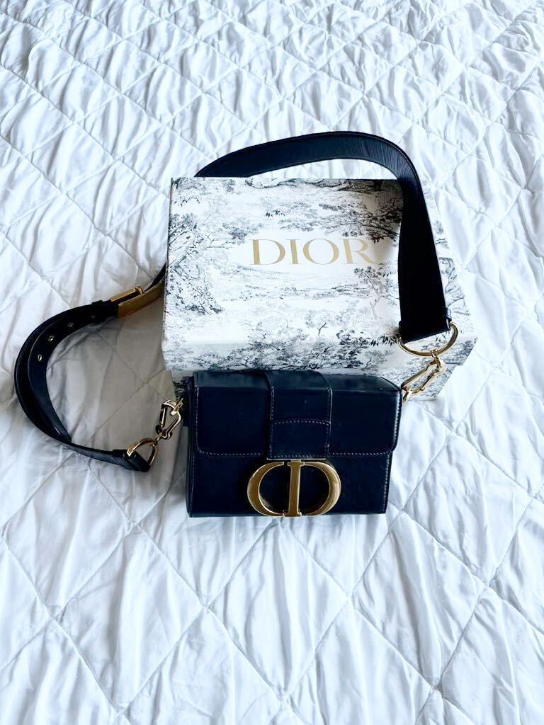 クリスチャンディオール Dior 30 モンテーニュ ボックスバッグ ボックスカーフスキン ブラック　ショルダーバッグ_画像2