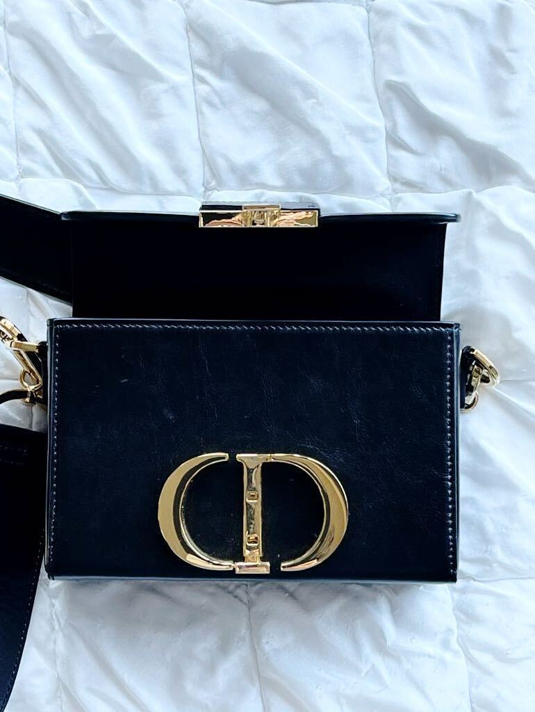 クリスチャンディオール Dior 30 モンテーニュ ボックスバッグ ボックスカーフスキン ブラック　ショルダーバッグ_画像3