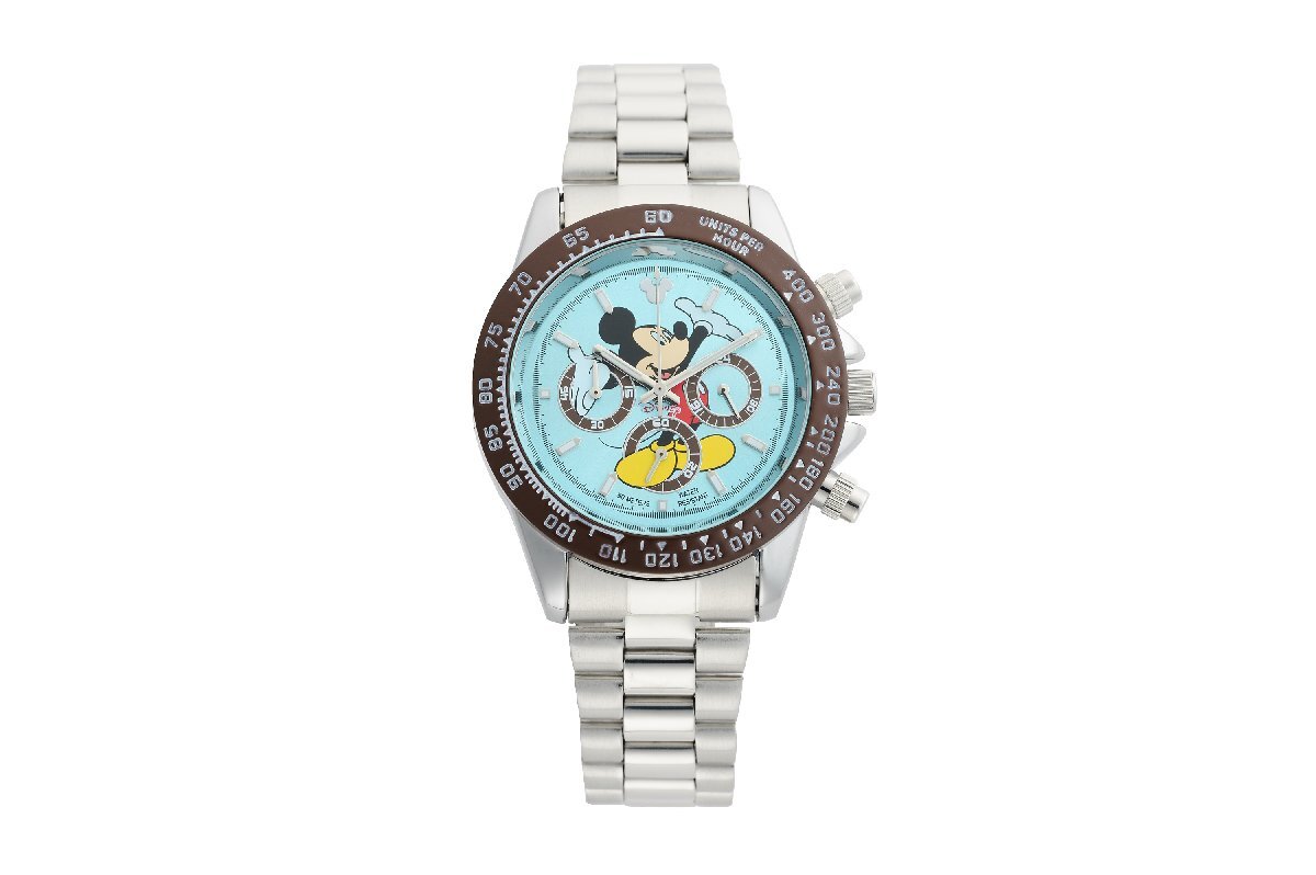 1円～ 1スタ アナザーヘブン×Disney限定MICKEYミッキーマウス別注コラボ時計クロノグラフ美しすぎるICE BLUE5気圧絶版新品逆輸入の画像5