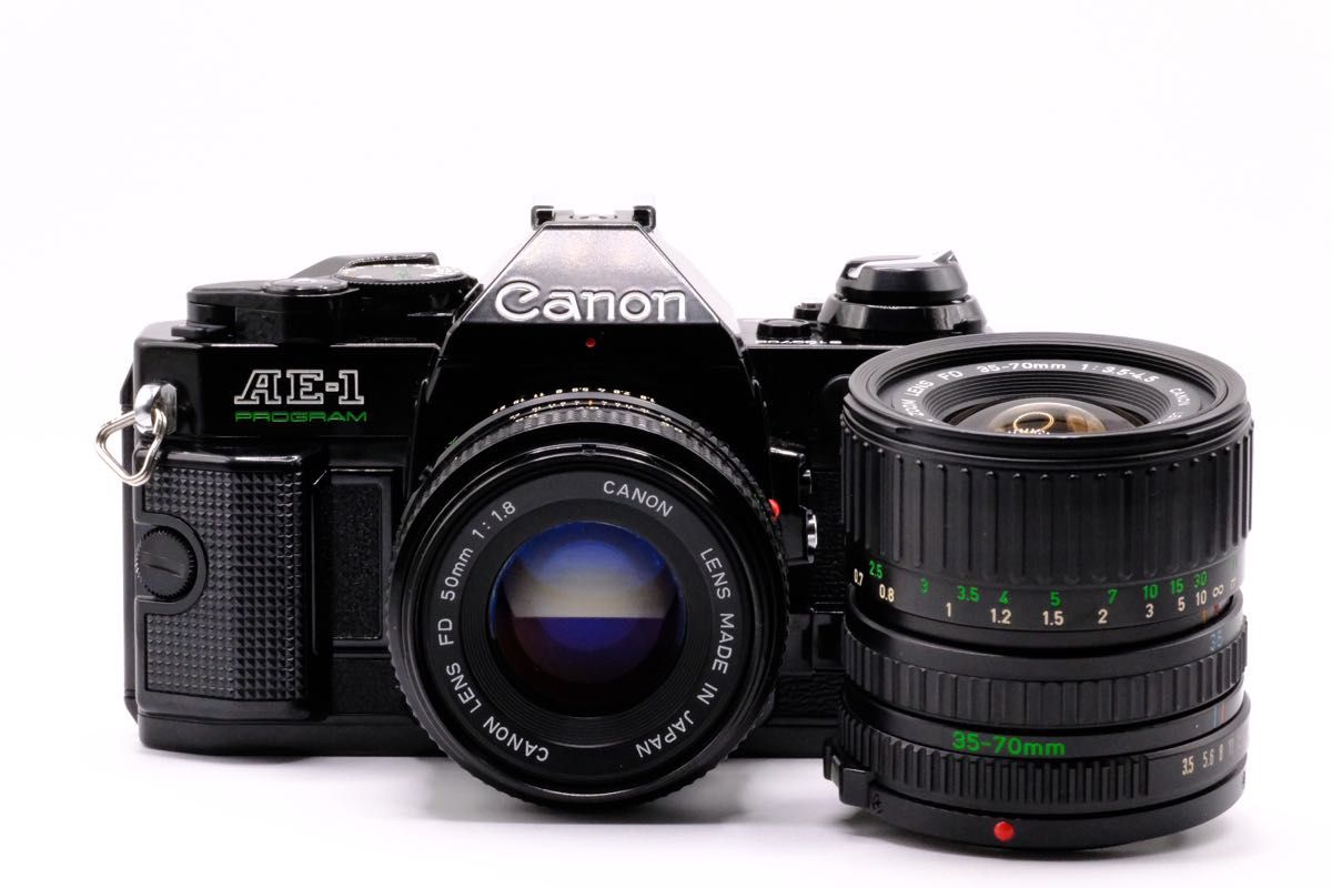 CANON AE-1 Program ブラック New FD 50mm F1.8 ズームレンズおまけ付き フィルム一眼 キヤノン