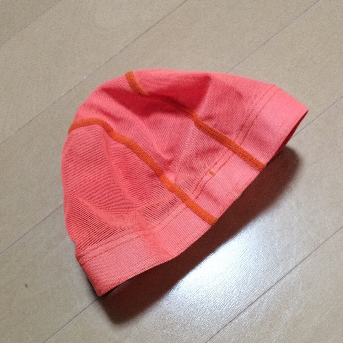 日本製スイミングキャップ　M　蛍光オレンジ
