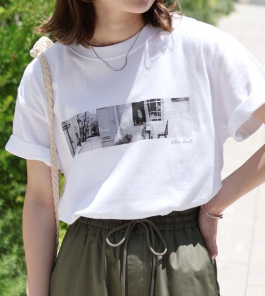 未使用　 Tシャツ　レディース カットソー　shemoshelly 5.6オンス フォトプリント ロゴT HER CLOSET 