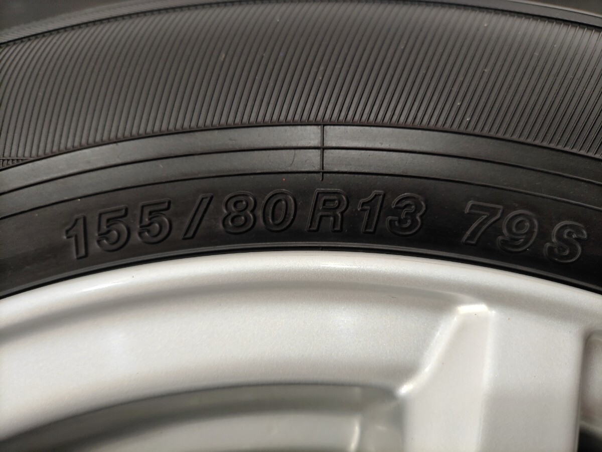 ◆M-399◆155/80R13 ヨコハマ BIu Earth-Es 22年製 中古社外ホイール付き夏タイヤ4本セット パッソ ヴィッツなど_画像9