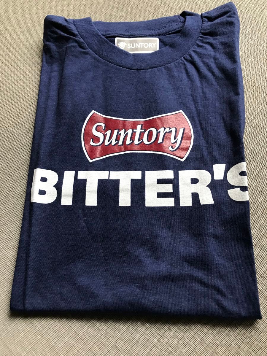 新品　Suntory BITTER'S  メンズ　Tシャツ　企業ロゴプリント　Ｍ〜Ｌ　綿100%  濃紺　サントリー
