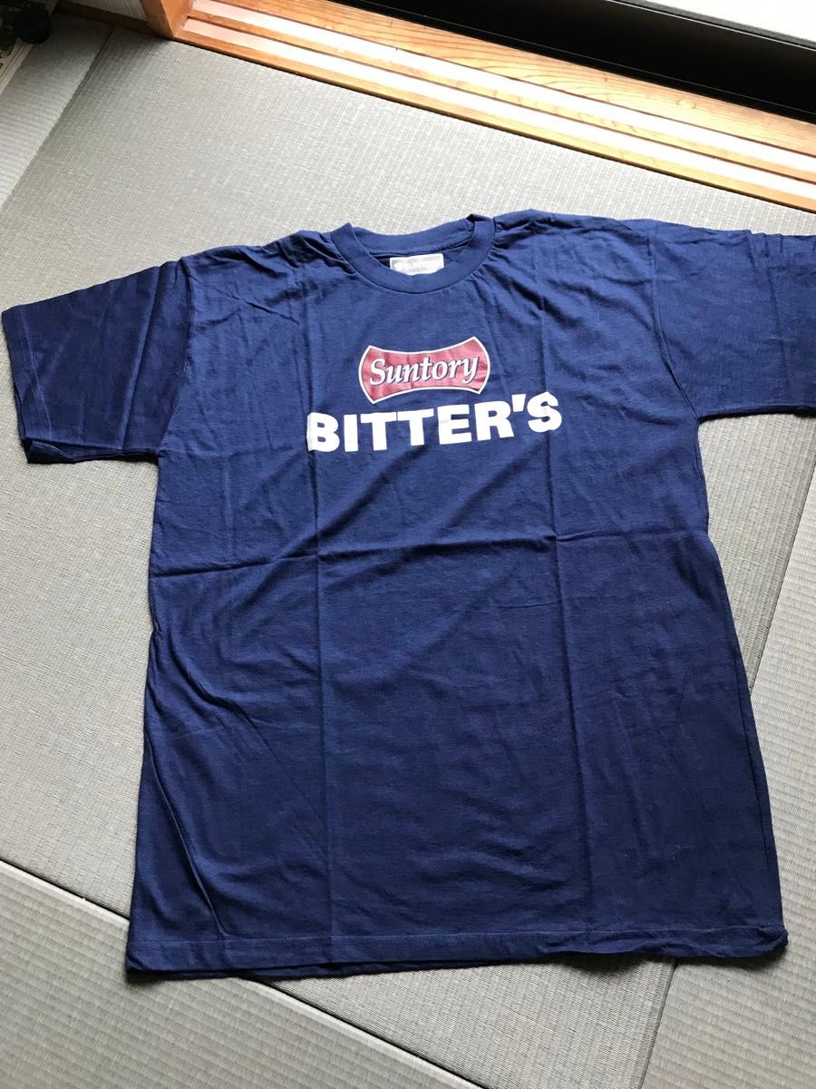 新品　Suntory BITTER'S  メンズ　Tシャツ　企業ロゴプリント　Ｍ〜Ｌ　綿100%  濃紺　サントリー