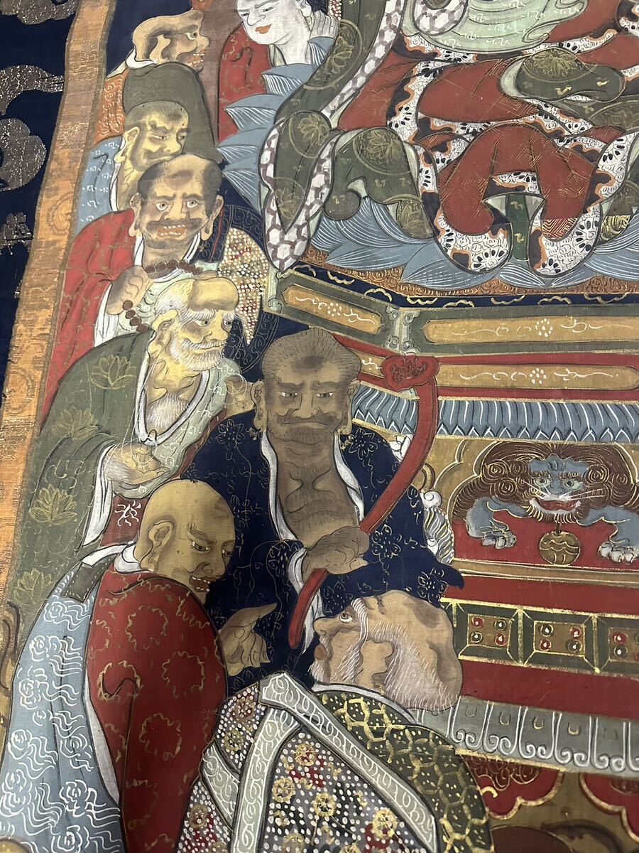 掛軸　希少仏画　チベット タンカ　大幅 肉筆　仏像唐物骨董 _画像5