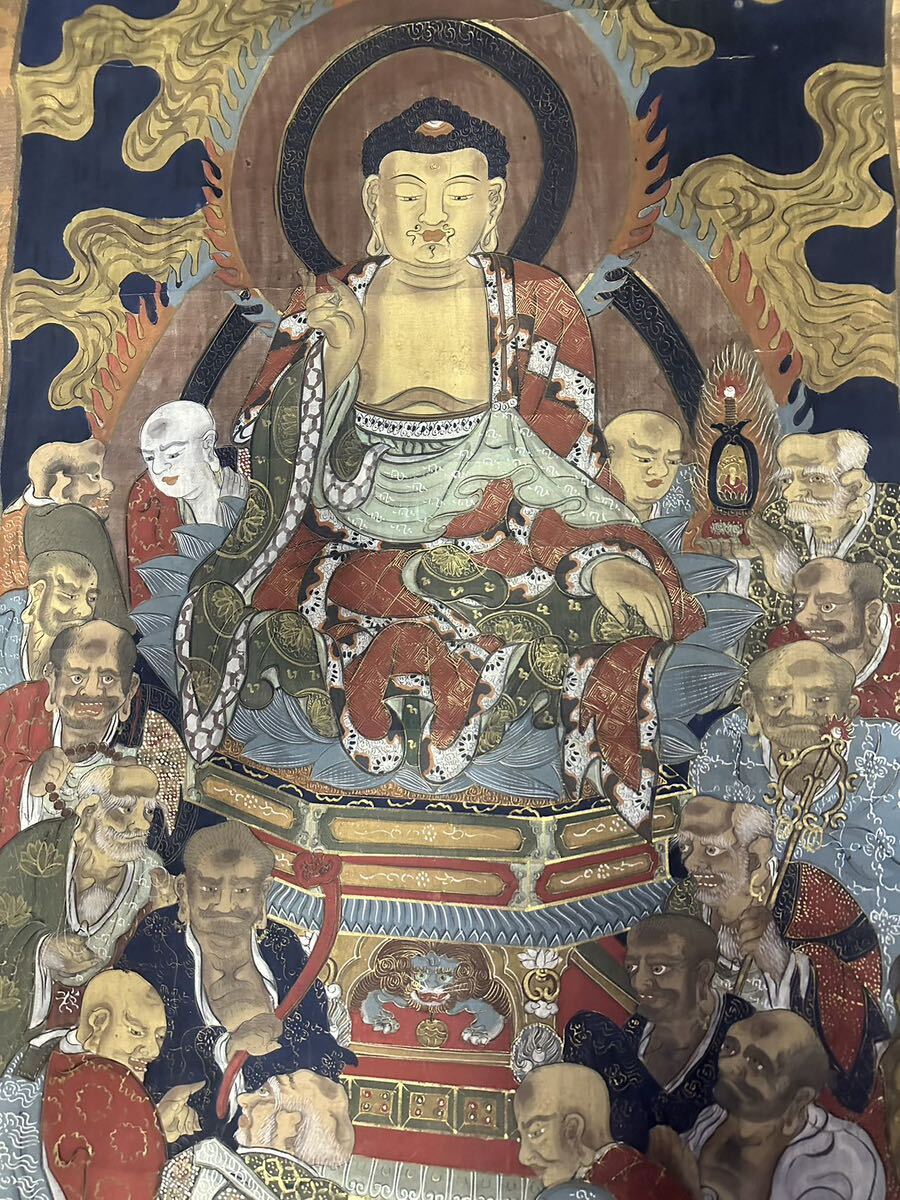 掛軸　希少仏画　チベット タンカ　大幅 肉筆　仏像唐物骨董 _画像3