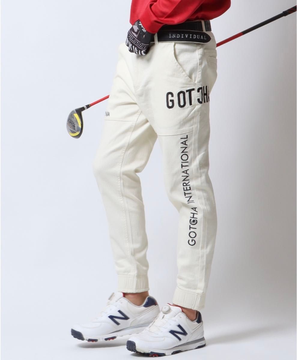 新品【GOTCHA GOLF ガッチャゴルフ】ロングパンツ ジョガーパンツ ストレッチ ホワイト Lサイズ