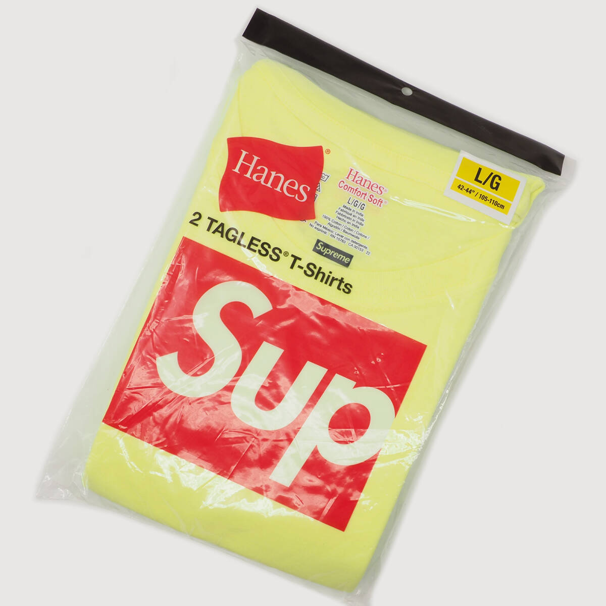 Supreme/Hanes Tagless Tees (2 Pack) - Fluorescent Yellow 黄L シュプリーム/ヘインズ タグレス ティー（2枚入り）- イエロー 2023SS_画像2