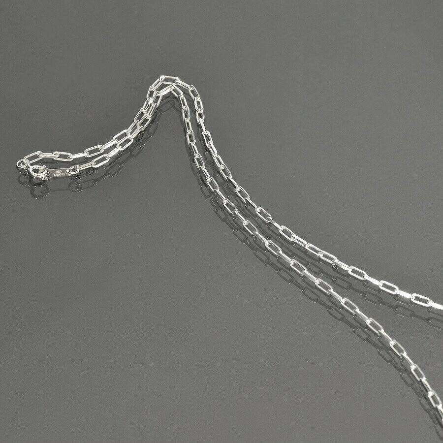 ネックレス チェーン シルバー925 2面カットロング小豆チェーン 幅2.5mm 長さ38cm｜鎖 銀 Silver アクセサリー レディース メンズ