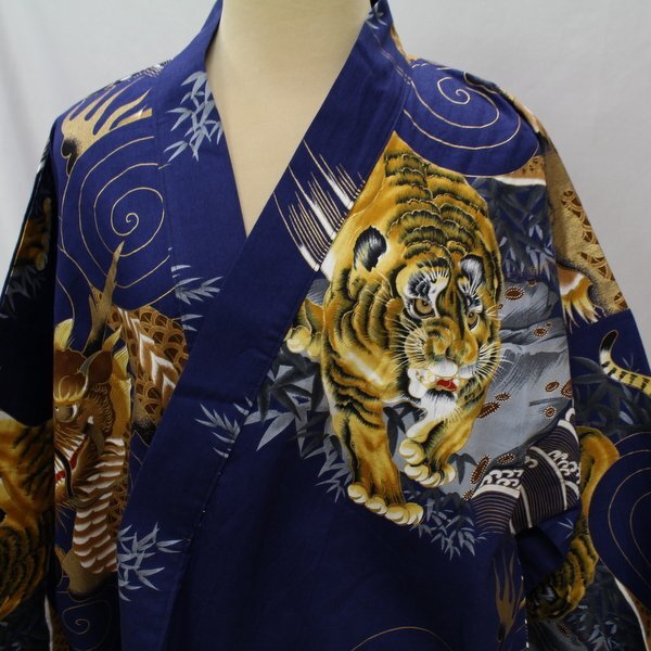  kimono day peace *1,000 jpy ~[ made in Japan ] man and woman use .... length ../. heaven / is ...(F size × navy blue color series ×. pattern, dragon pattern )ggd138[P]