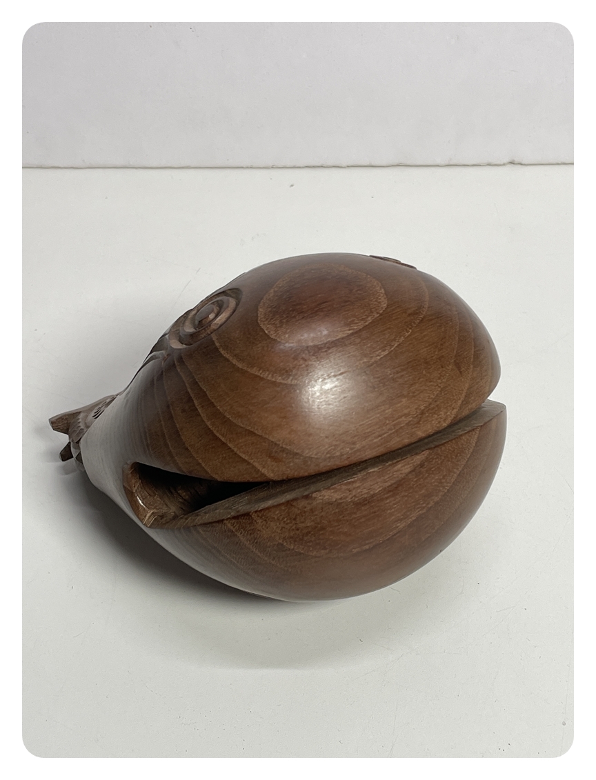 ● コレクター必見 銘入 玉峰? 木魚 仏壇仏具 木製 彫刻 鳴り物 仏教美術 木彫り ma734の画像5