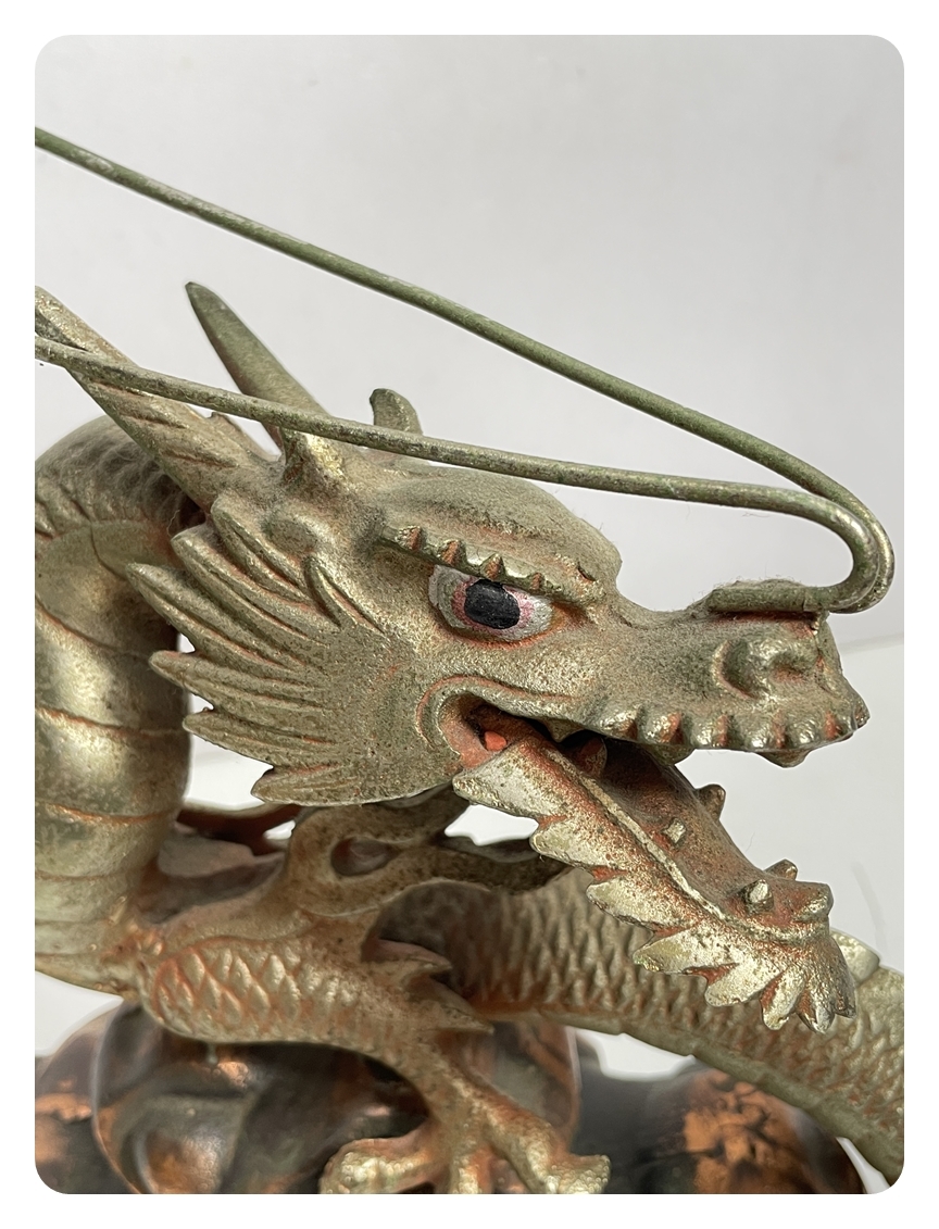 ● コレクター必見 鉄製 ドラゴン 龍 オブジェ 雲に乗った龍 金属工芸 飾り インテリア 雑貨 コレクション ma852_画像2