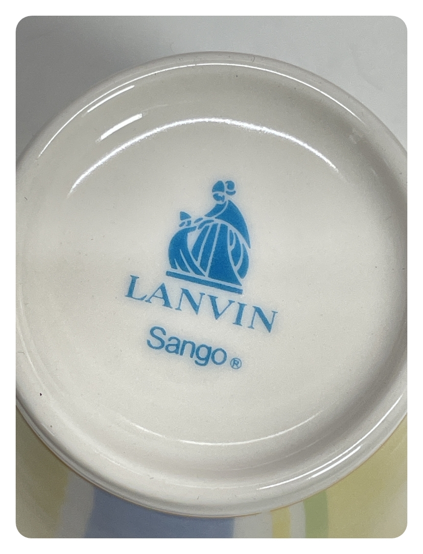 ● コレクター必見 未使用 LANVIN ランバン フリーカップ 5客 タンブラー コップ 高さ約10cm 茶器 陶器製 かわいい おしゃれ 元箱 ma911_画像5