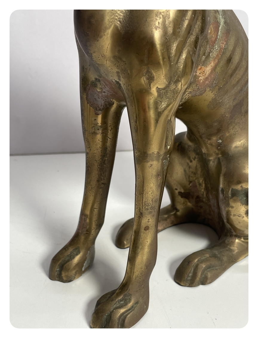 ● コレクター必見 真鍮製 犬 イヌ オブジェ インテリア 雑貨 ディスプレイ 高さ約28cm 置物 コレクション 金属 ma959_画像3