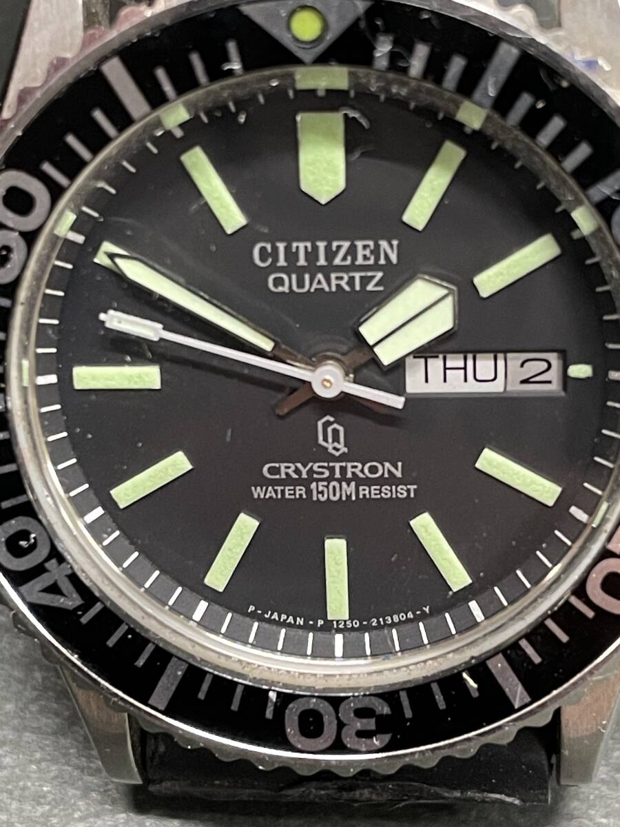 ★コレクター必見 CITIZEN QUARTZ CRYSTRON 4‐212452 シチズン クリストロン ダイバー 150 腕時計 デイト デイデイト コレクション M90_画像2