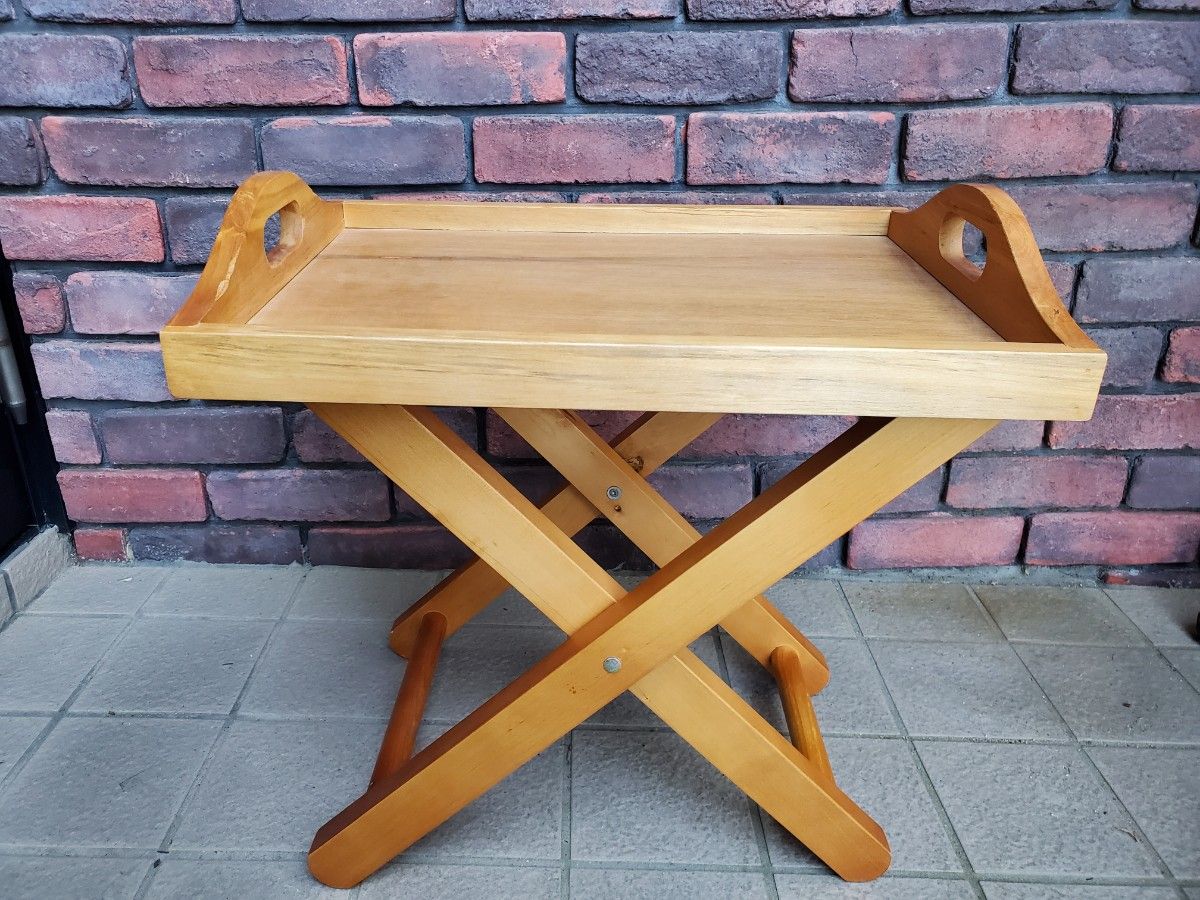 新品  木製 サイドテーブル　ガーデニング　トレー　お盆　リゾート風　ボタニカル