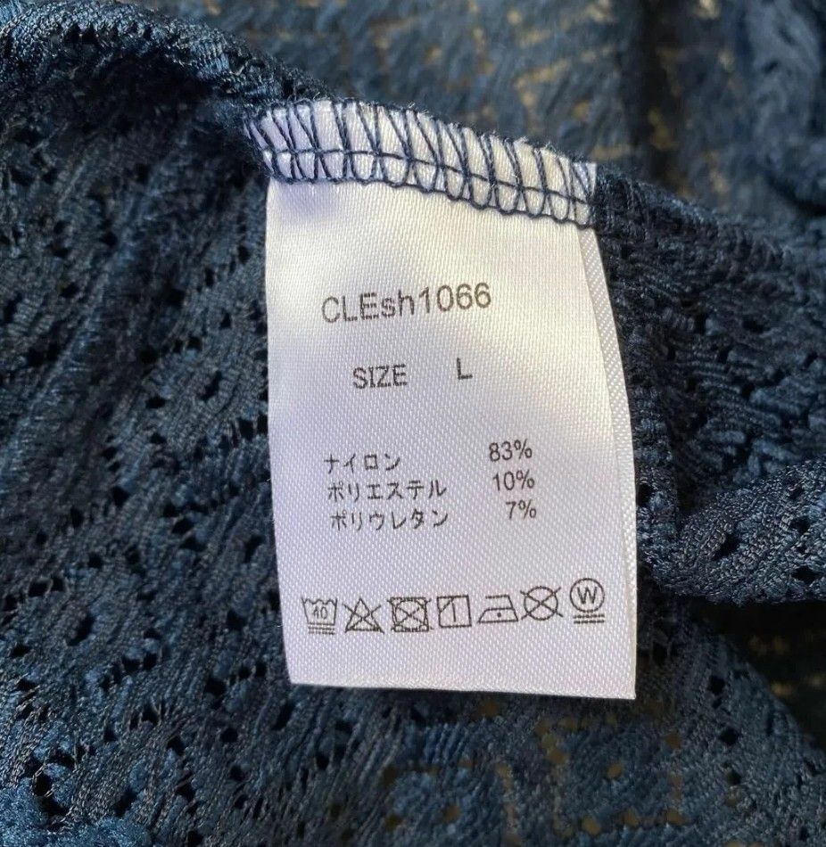 【未使用】CLEL バルーン袖　ルーズ　レースシャツ　ネイビー　Lサイズ  メンズ　レディース　大きいサイズ