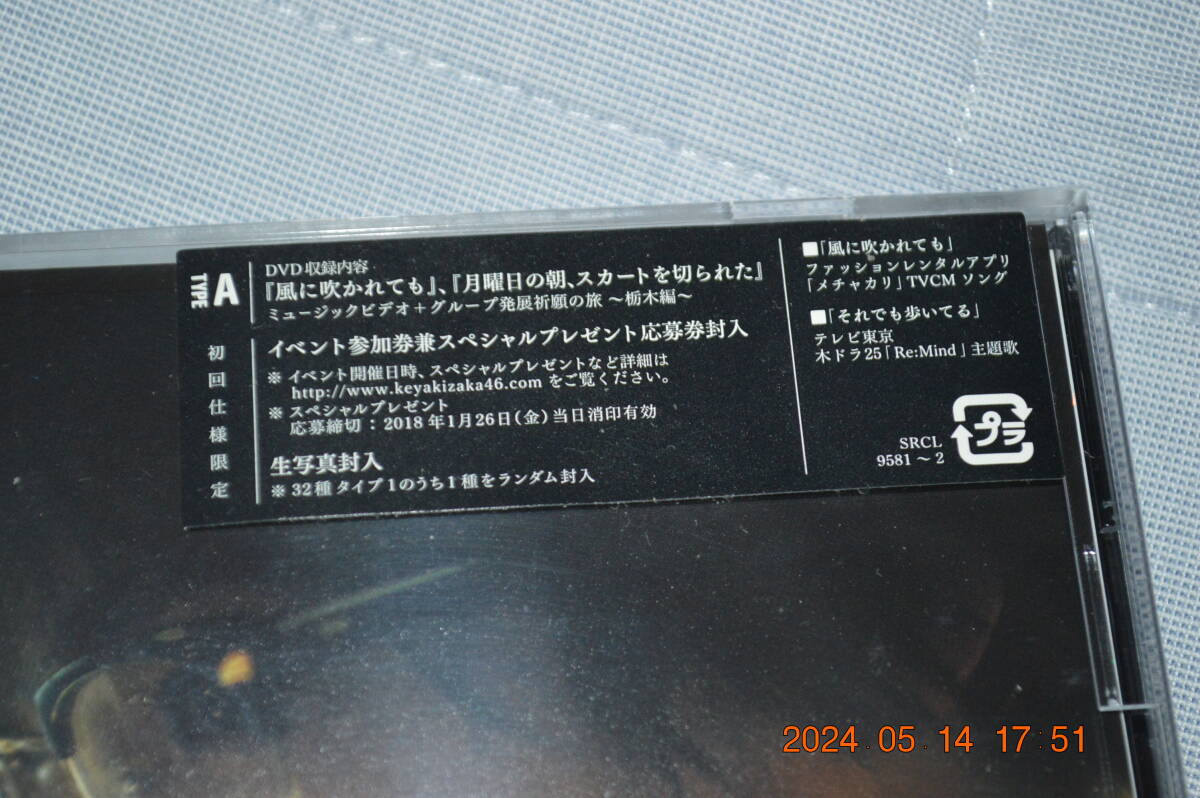 欅坂46　 風にふかれても　初回仕様限定盤 TYPE-A (CD+DVD) 新品未開封 _画像3