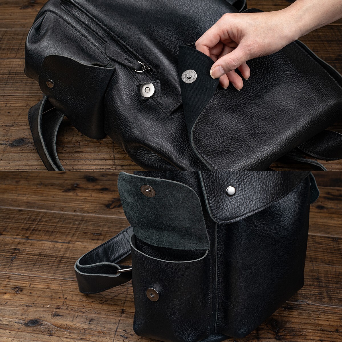 [ new goods ] original leather rucksack backpack bag Day Pack bag bag cow leather leather unused free shipping 1 jpy black black rice field middle leather .