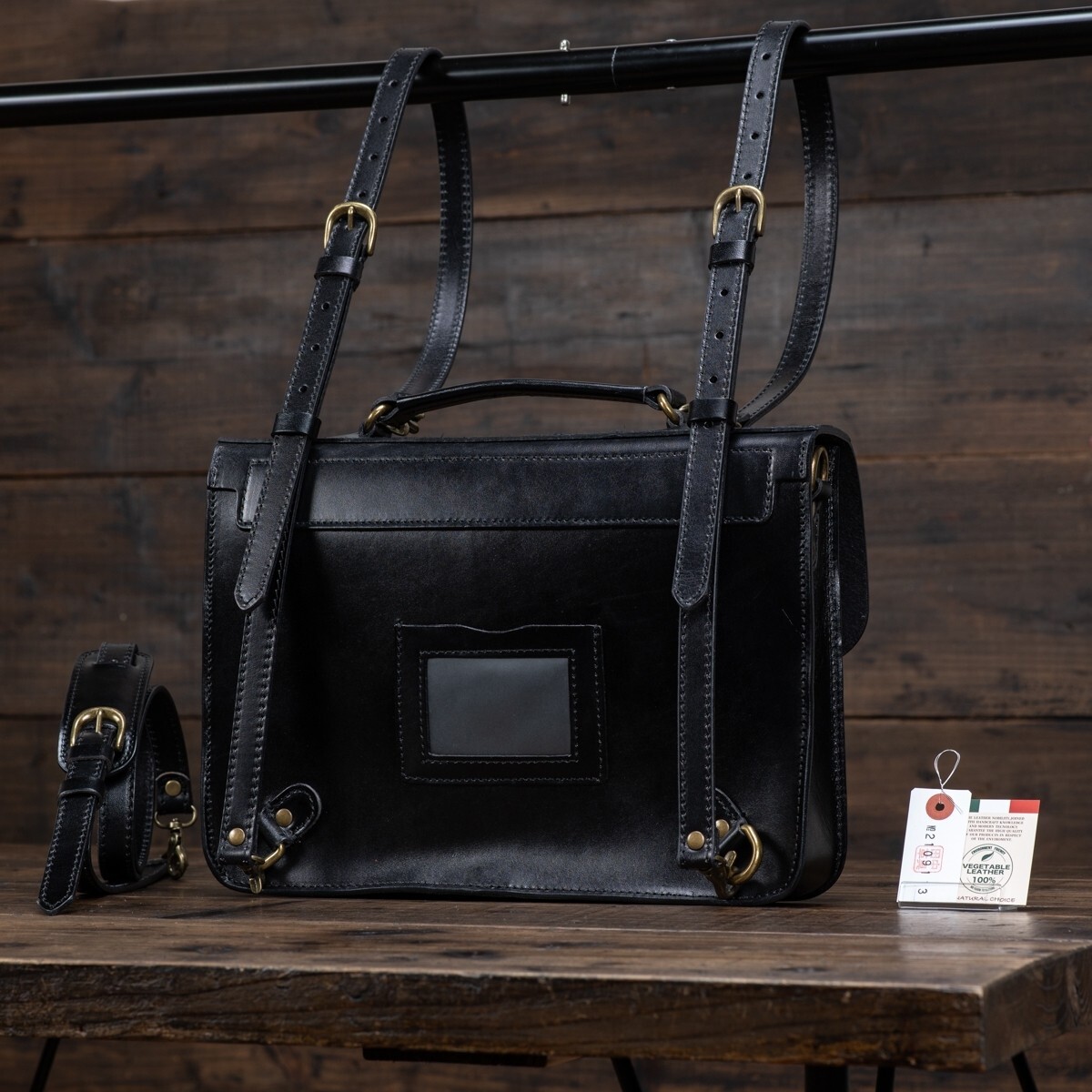 [ new goods ] original leather A4 rucksack free shipping shoulder bag backpack men's back unused 1 jpy hand made black black rice field middle leather .