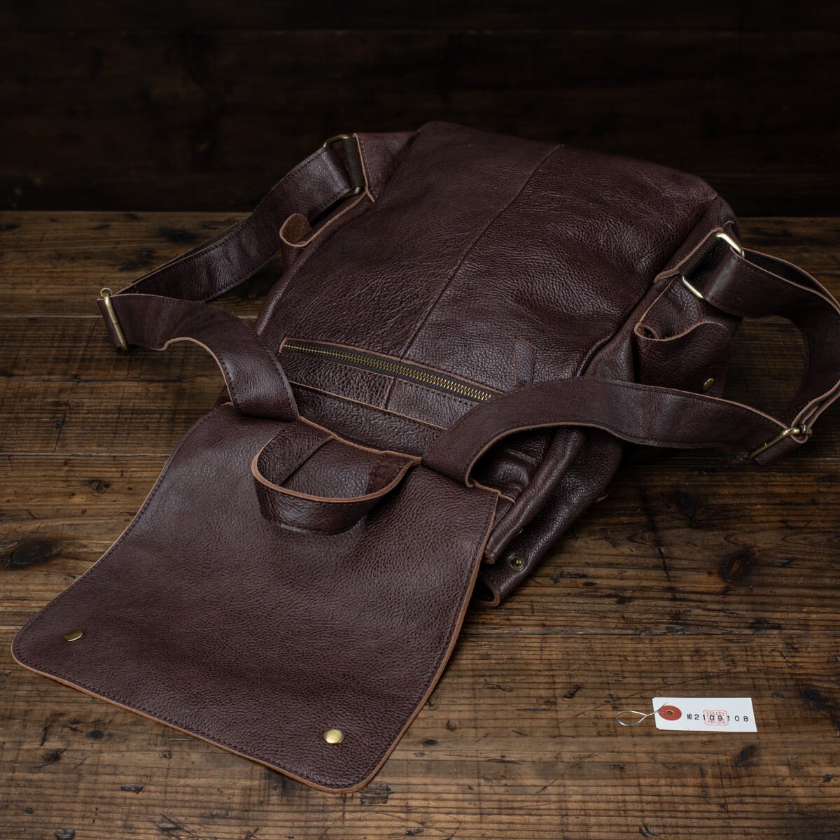 [ new goods ] original leather rucksack backpack bag Day Pack bag bag cow leather leather unused free shipping 1 jpy tea Brown rice field middle leather .