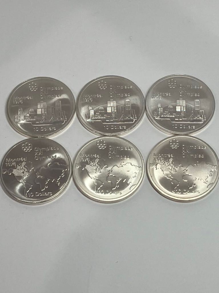 【6枚セット】カナダ モントリオールオリンピック1976 記念硬貨 1973年発行 10ドル 銀貨 エリザベス2世 6枚まとめ_画像2
