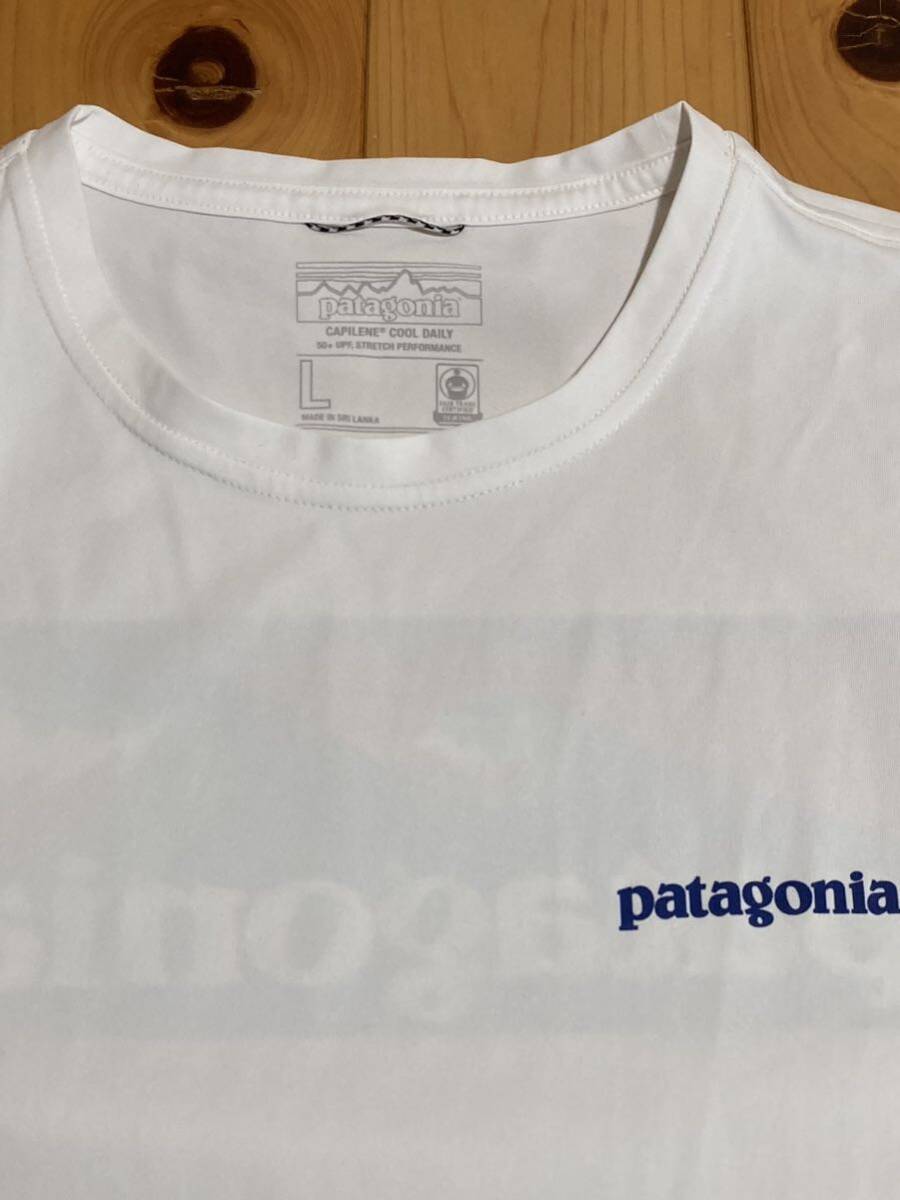 パタゴニアpatagoniaサイズLキャプリーン・クールTシャツ ロゴ　_画像5