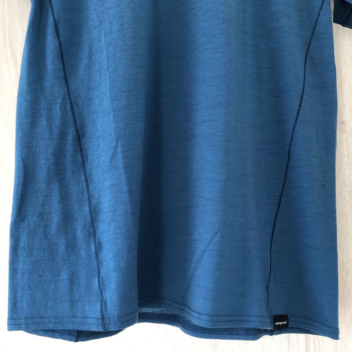 (k) Patagonia パタゴニア 半袖 ベースレイヤー tシャツ 薄手 サイズS メリノウール ブルー 青 _画像6